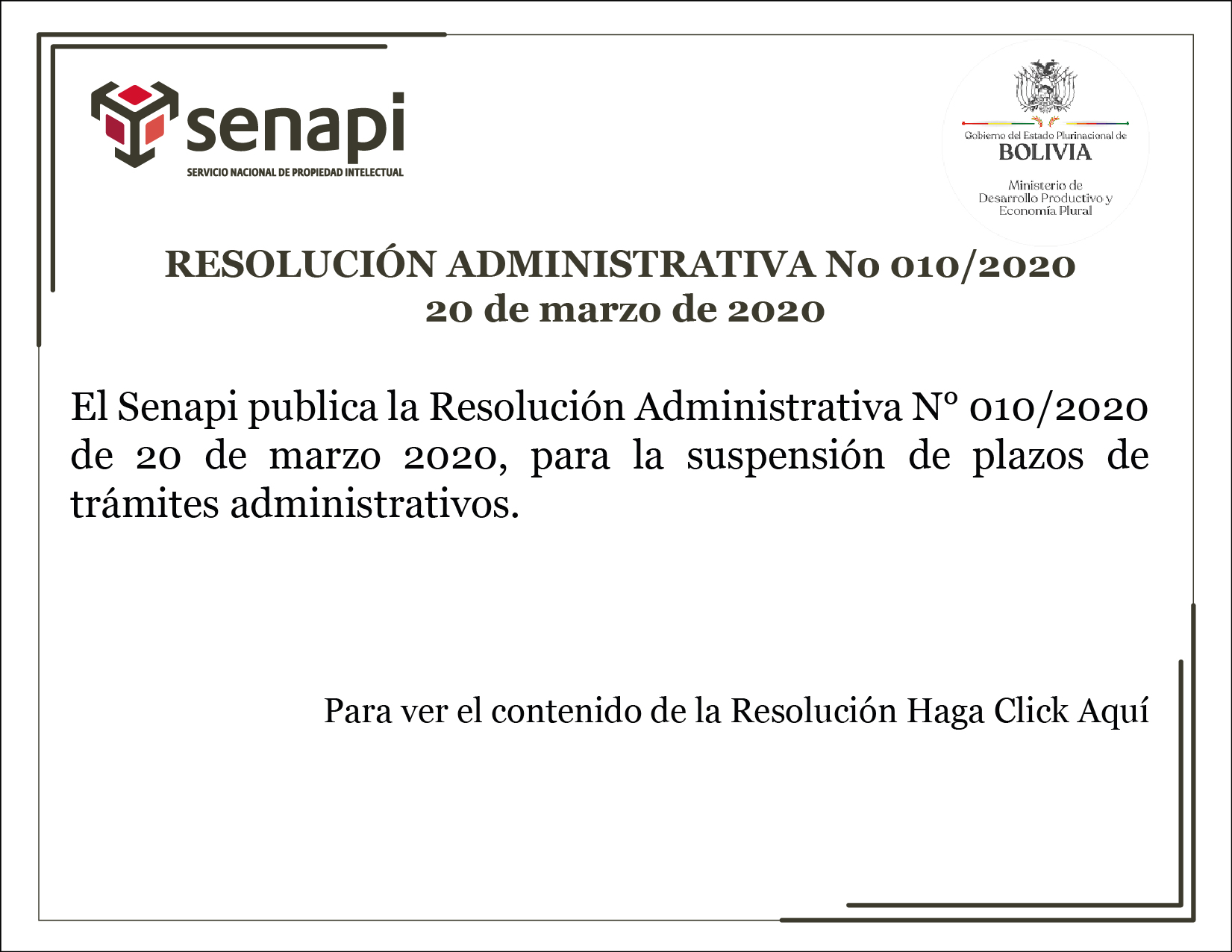 Suspensión de plazos de trámites administrativos