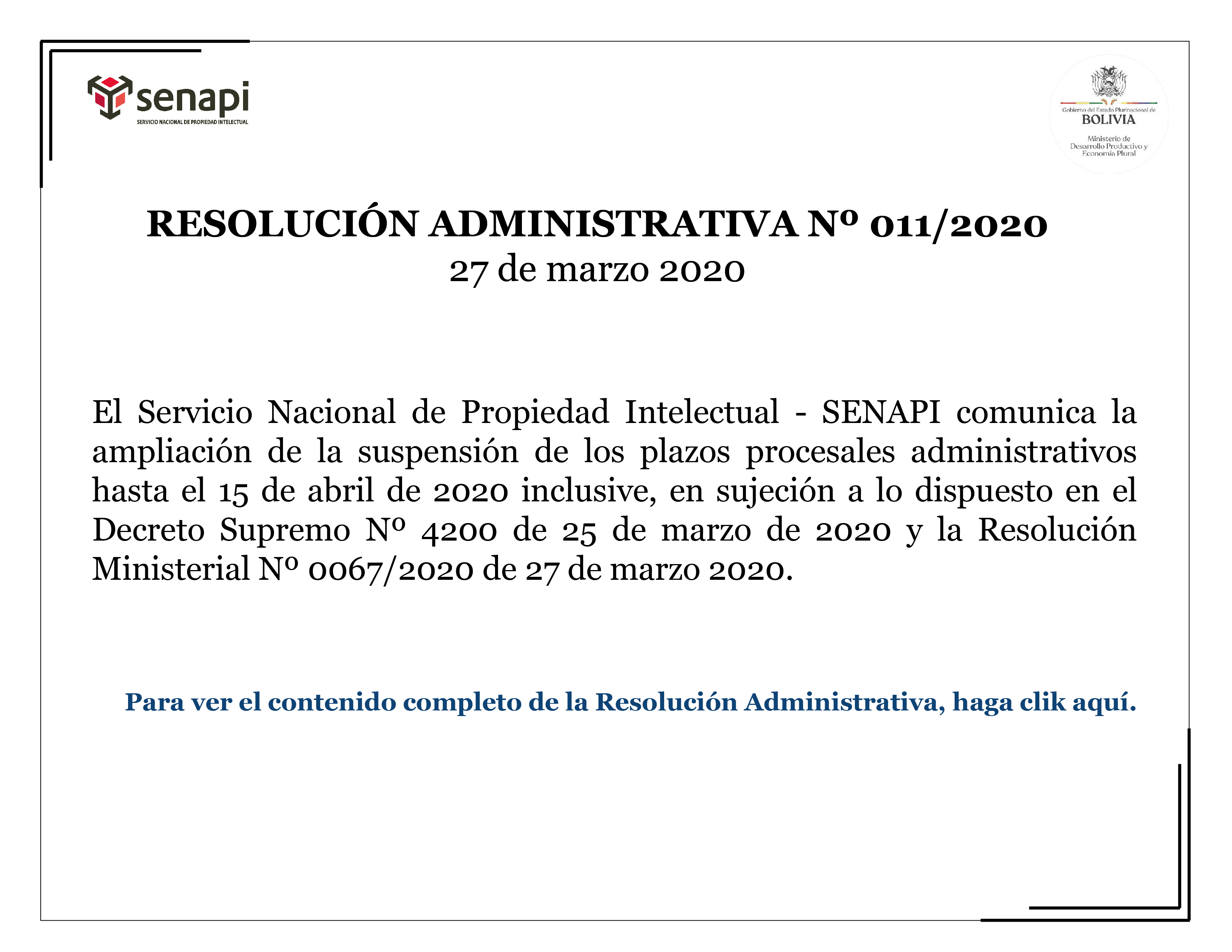 Suspensión de plazos procesales administrativos hasta 15 de abril de 2020