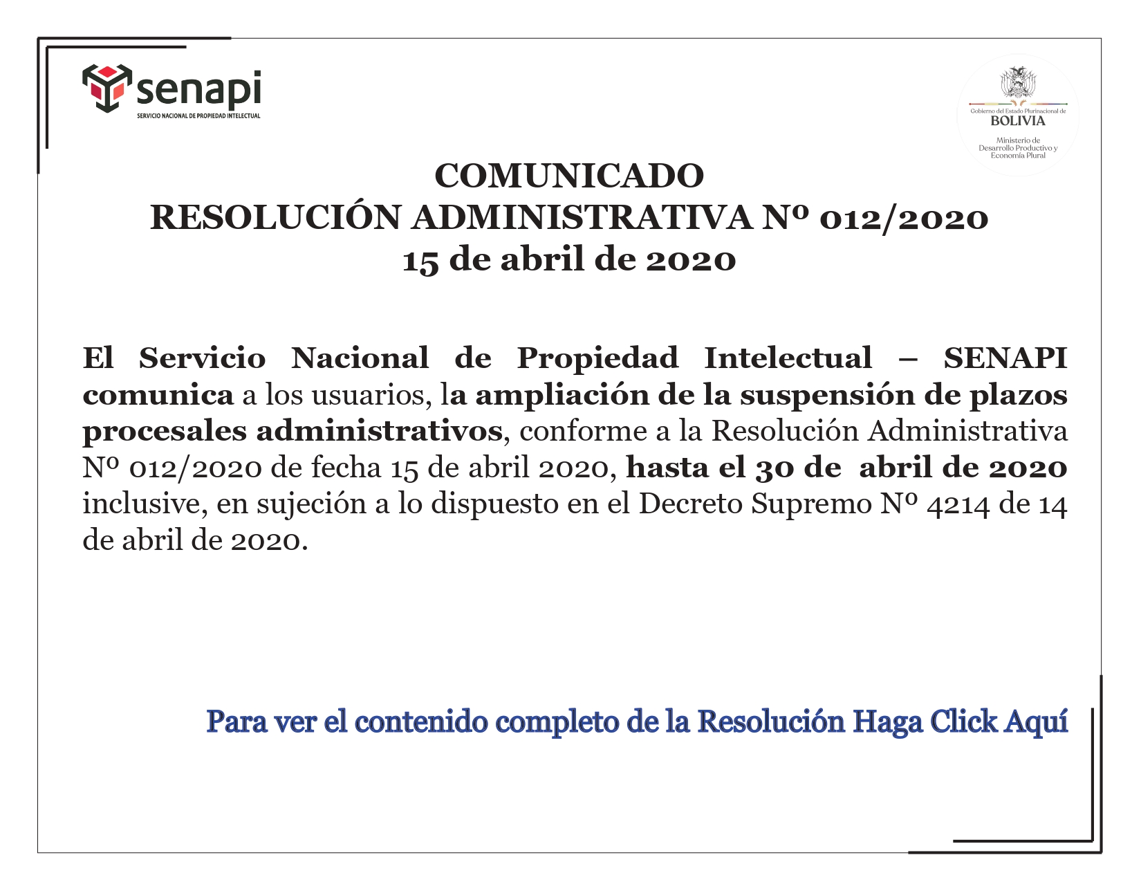 Ampliación de de la suspensión de plazos procesales administrativos hasta 30 de abril de 2020