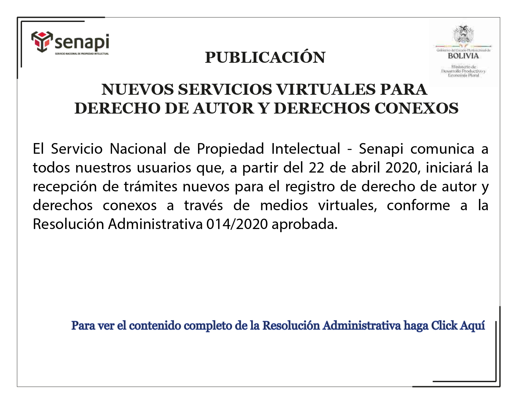 Nuevos servicios virtuales para Derecho de Autor y Derechos Conexos